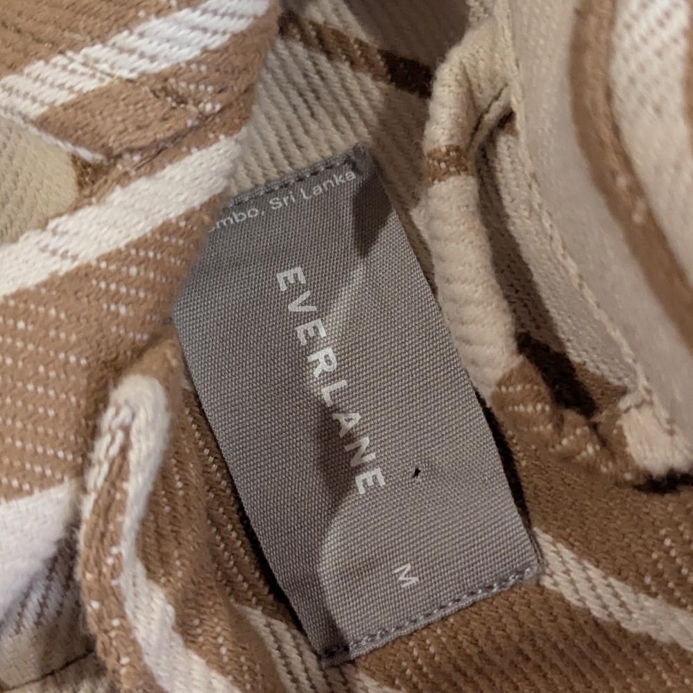 Everlane Oversized Plaid Button Down Shirt Jacket Shacket In Camel - Picture 4 of 5